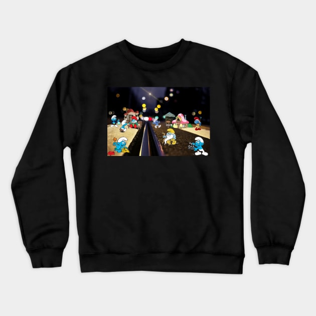 SMURF ART PRINTS Crewneck Sweatshirt by MICHAEL ZHOU